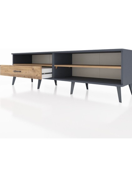 Hyperion Tv Ünitesi 2 Raflı Tek Çekmeceli 176X44X51 Antrasit-Çam/çam fırsatları