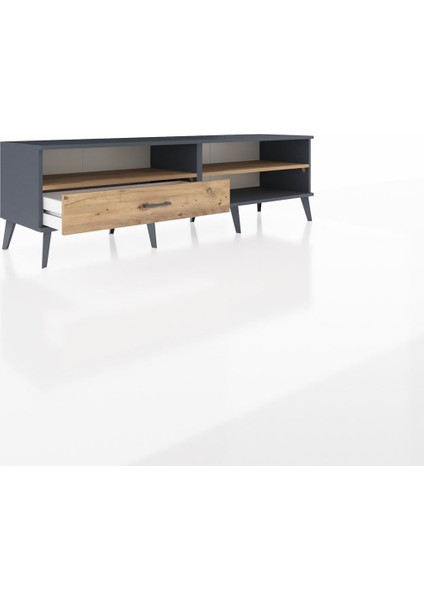 Hyperion Tv Ünitesi 2 Raflı Tek Çekmeceli 176X44X51 Antrasit-Çam/çam indirimleri
