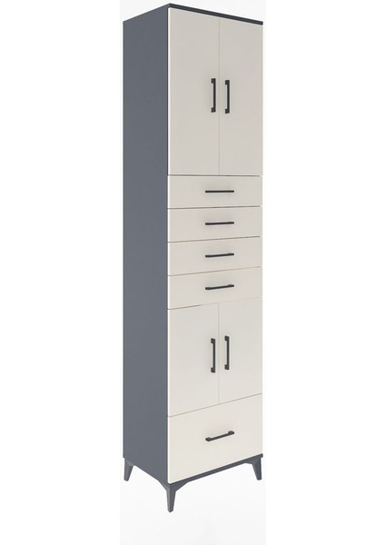 Hyperion Dolap 4 Raflı 5 Çekmeceli 4 Kapaklı 60X44X243 Antrasit-Aytaşı fiyatları