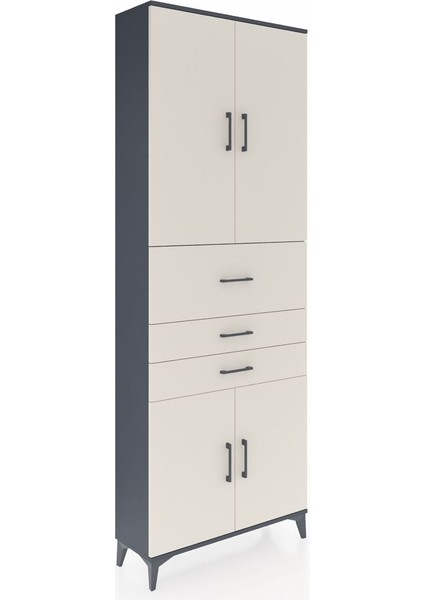 Arges Dolap 4 Raflı 3 Çekmeceli 4 Kapaklı 88X30X243 Antrasit-Aytaşı fiyatları