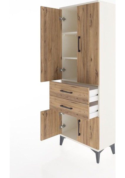 Arges Dolap 3 Raflı 2 Çekmeceli 4 Kapaklı 60X30X163 Aytaşı-Çam fırsatları