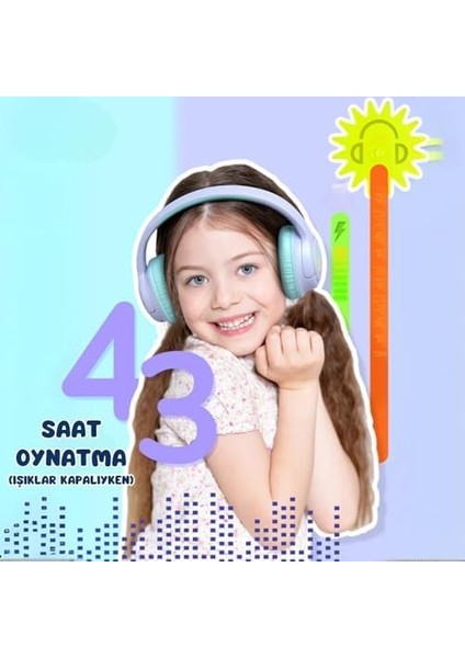 LED Işıklı Güvenli Ses Sınırlı 45 Saat Oynatma Süreli Çocuk Kulaklığı Lila modelleri