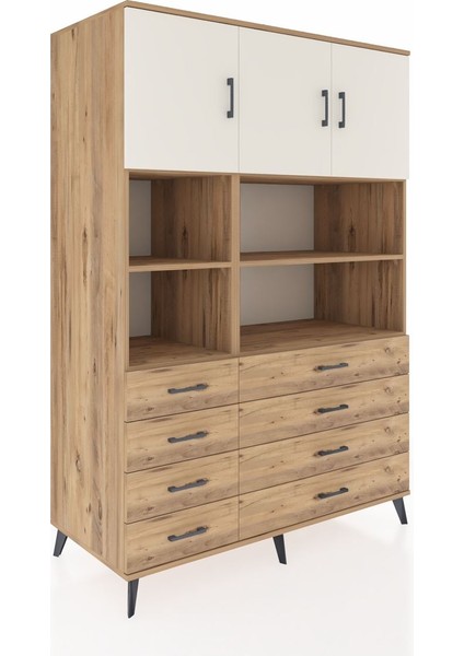 Kronos Dolap 8 Raflı 8 Çekmeceli 3 Kapaklı 132X59X195 Çam-Aytaşı/çam fiyatları