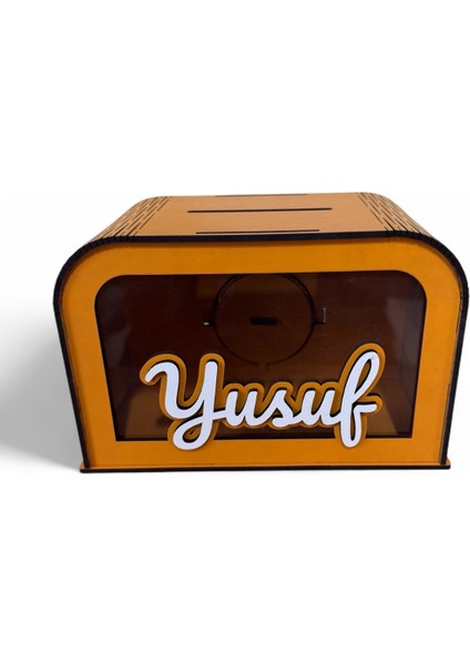 Kişiye Özel Isme Özel Ahşap Kumbara – Hediye & Para Biriktirme Kutusu - Turuncu fırsatları