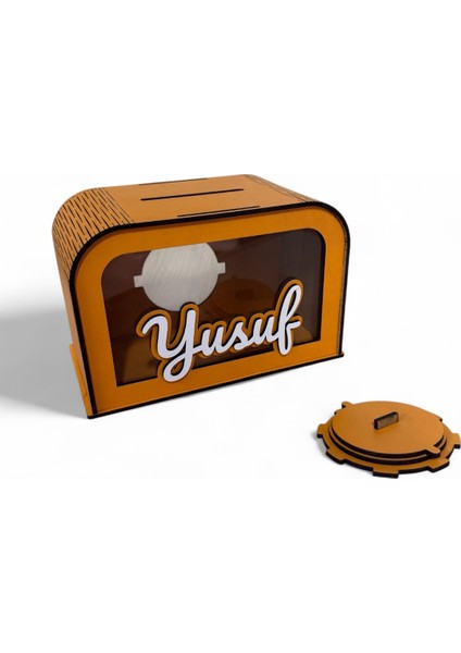 Kişiye Özel Isme Özel Ahşap Kumbara – Hediye & Para Biriktirme Kutusu - Turuncu indirimleri