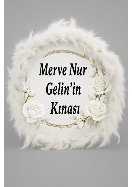 Isme Özel Kın Gecesi Gelin Tefi Otrişli Deri Tef Vurmalı Çalgı Def Beyaz