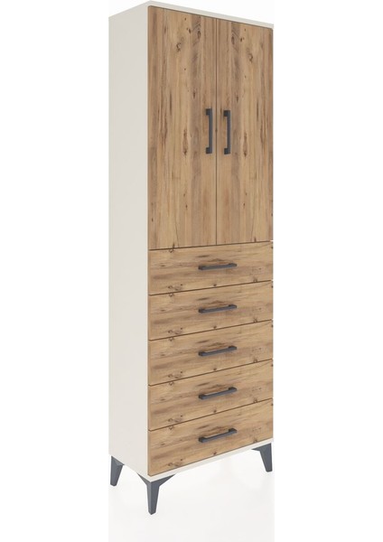 Arges Dolap 3 Raflı 5 Çekmeceli 2 Kapaklı 60X30X182 Aytaşı-Çam fiyatları