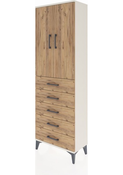 Arges Dolap 3 Raflı 5 Çekmeceli 2 Kapaklı 60X30X182 Aytaşı-Çam modelleri