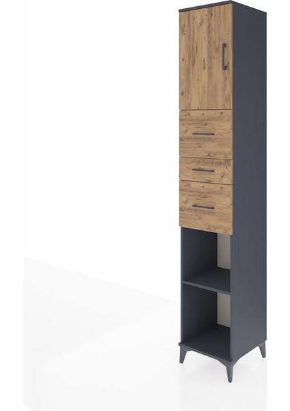 Hyperion Dolap 3 Raflı 3 Çekmeceli Tek Kapaklı 44X44X243 Antrasit-Çam modelleri