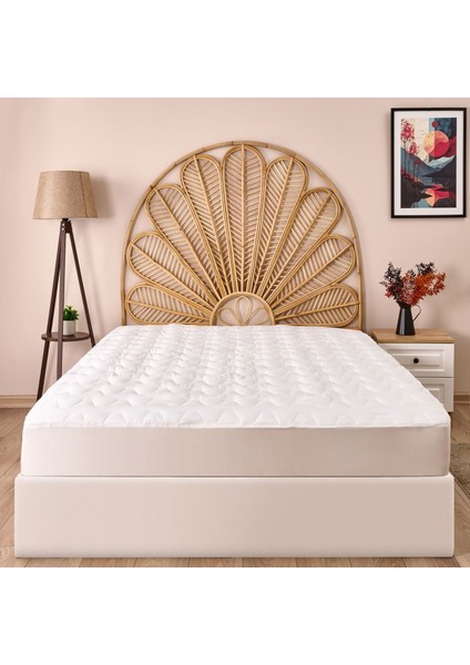 Soft Fitted Kapitoneli Tek Kişilik Uyku Pedi - Beyaz - 100X200 cm