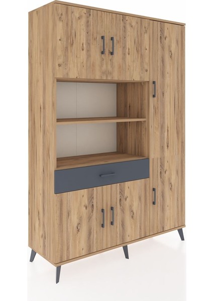 Hyperion Dolap 10 Raflı Tek Çekmeceli 6 Kapaklı 132X44X195 Çam-Çam/antrasit fiyatları