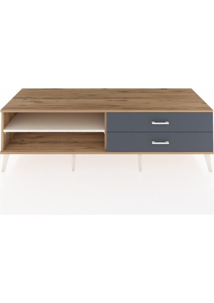 Kronos Tv Ünitesi Tek Raflı 2 Çekmeceli 176X59X51 Çam-Aytaşı/antrasit