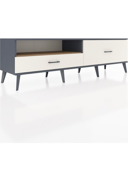 Hyperion Tv Ünitesi Tek Raflı 2 Çekmeceli 176X44X51 Antrasit-Çam/aytaşı fiyatları