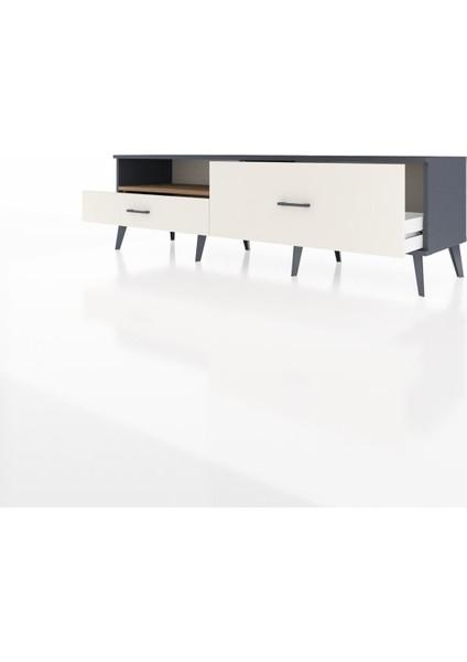 Hyperion Tv Ünitesi Tek Raflı 2 Çekmeceli 176X44X51 Antrasit-Çam/aytaşı modelleri