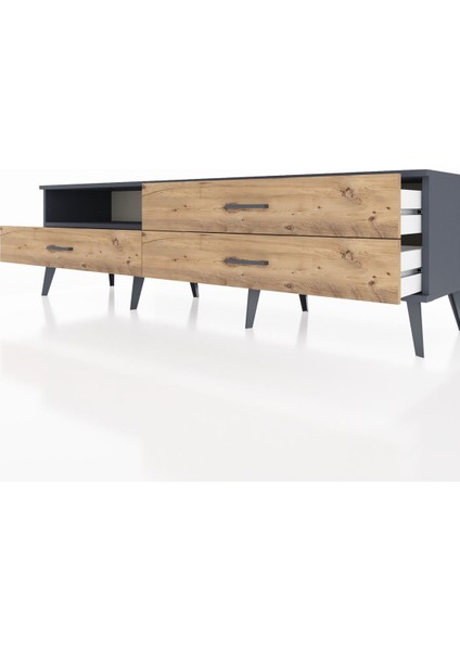 Hyperion Tv Ünitesi Tek Raflı 3 Çekmeceli 176X44X51 Antrasit-Antrasit/çam fırsatları