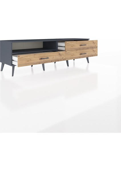 Hyperion Tv Ünitesi Tek Raflı 3 Çekmeceli 176X44X51 Antrasit-Antrasit/çam indirimleri