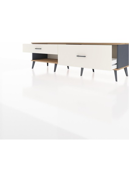 Hyperion Tv Ünitesi 2 Çekmeceli 176X44X51 Antrasit-Çam/aytaşı modelleri