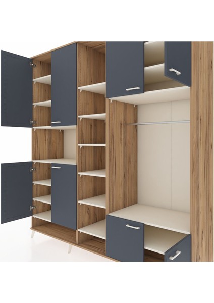 Kronos Dolap 18 Raflı 8 Kapaklı Tek Askılı 220X59X243 Çam-Antrasit/aytaşı fırsatları