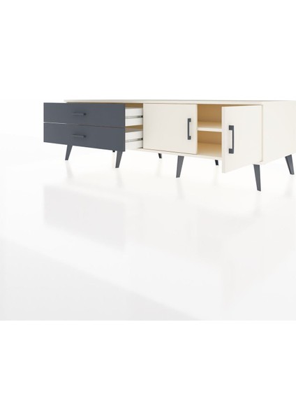 Kronos Tv Ünitesi Tek Raflı 2 Çekmeceli 2 Kapaklı 176X59X51 Aytaşı-Aytaşı/antrasit modelleri
