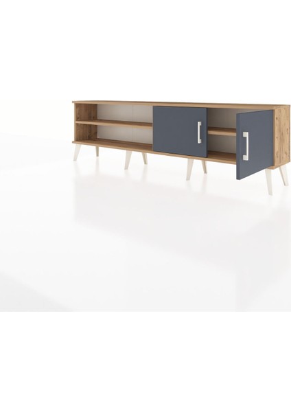 Arges Tv Ünitesi 2 Raflı 2 Kapaklı 176X30X51 Çam-Antrasit/çam modelleri