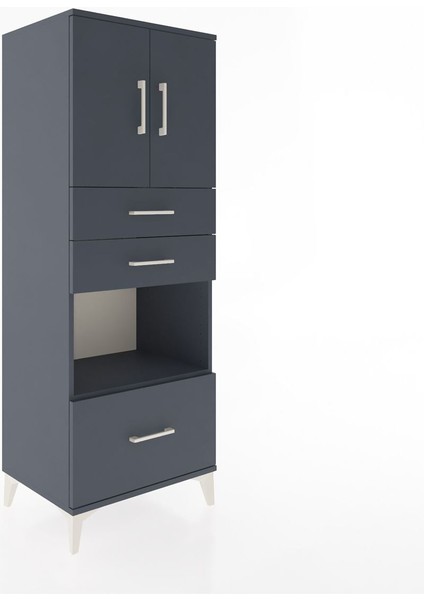 Hyperion Dolap 3 Raflı 3 Çekmeceli 2 Kapaklı 60X44X163 Antrasit-Antrasit fiyatları