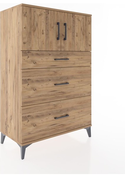 Hyperion Dolap Tek Raflı 3 Çekmeceli 2 Kapaklı 88X44X134 Çam-Çam fiyatları