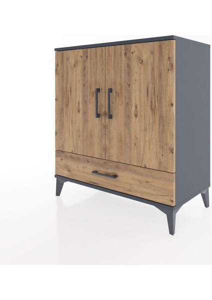 Hyperion Şifonyer 3 Raflı Tek Çekmeceli 2 Kapaklı 88X44X96 Antrasit-Çam modelleri