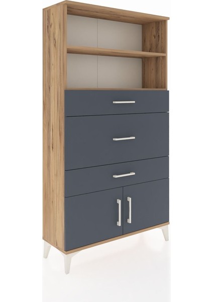 Arges Dolap 2 Raflı 3 Çekmeceli 2 Kapaklı 88X30X163 Çam-Antrasit fiyatları