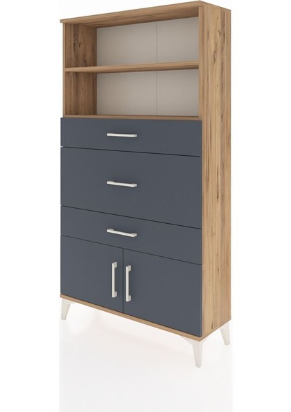 Arges Dolap 2 Raflı 3 Çekmeceli 2 Kapaklı 88X30X163 Çam-Antrasit modelleri