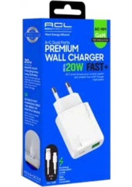 AC-101 20WATT, 1mt Kablolu Kaliteli Duvar Şarj Aleti