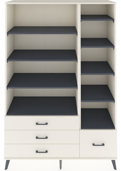 Hyperion Dolap 9 Raflı 4 Çekmeceli 132X44X195 Aytaşı-Antrasit/aytaşı