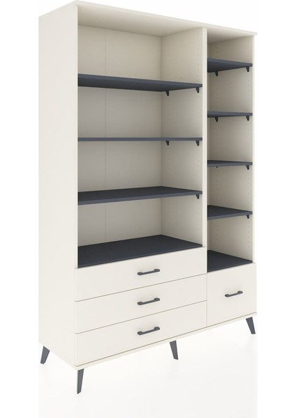 Hyperion Dolap 9 Raflı 4 Çekmeceli 132X44X195 Aytaşı-Antrasit/aytaşı fiyatları