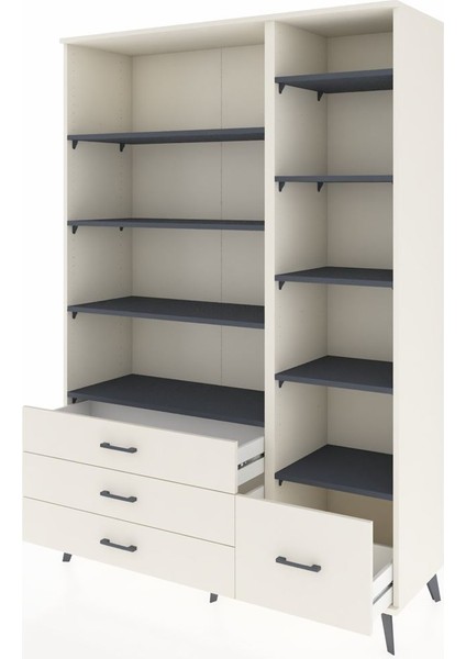 Hyperion Dolap 9 Raflı 4 Çekmeceli 132X44X195 Aytaşı-Antrasit/aytaşı modelleri