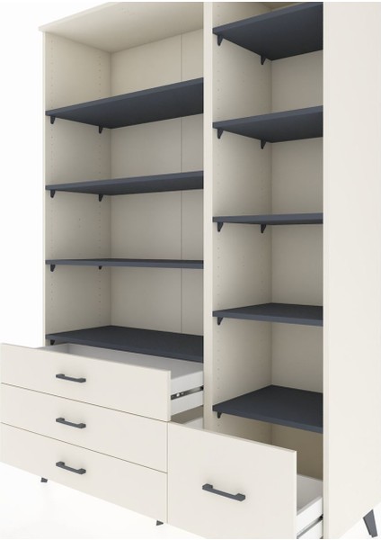 Hyperion Dolap 9 Raflı 4 Çekmeceli 132X44X195 Aytaşı-Antrasit/aytaşı fırsatları