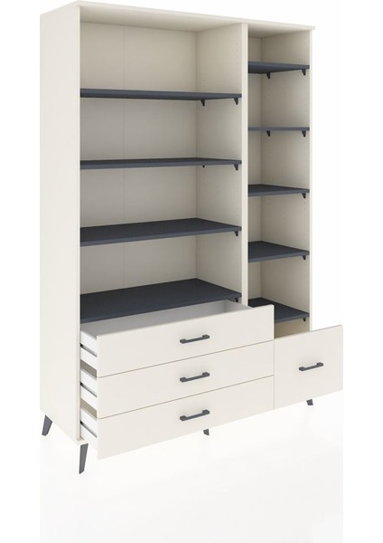 Hyperion Dolap 9 Raflı 4 Çekmeceli 132X44X195 Aytaşı-Antrasit/aytaşı indirimleri