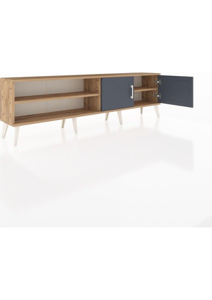Arges Tv Ünitesi 2 Raflı 2 Kapaklı 176X30X51 Çam-Antrasit/çam indirimleri
