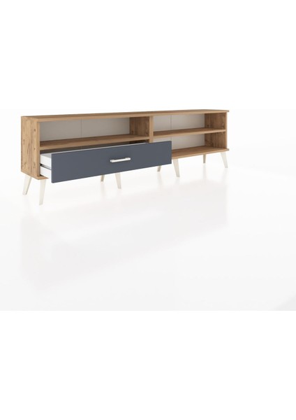 Arges Tv Ünitesi 2 Raflı Tek Çekmeceli 176X30X51 Çam-Çam/antrasit indirimleri