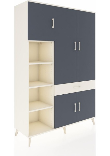 Hyperion Dolap 8 Raflı Tek Çekmeceli 5 Kapaklı 132X44X195 Aytaşı-Antrasit/aytaşı fiyatları