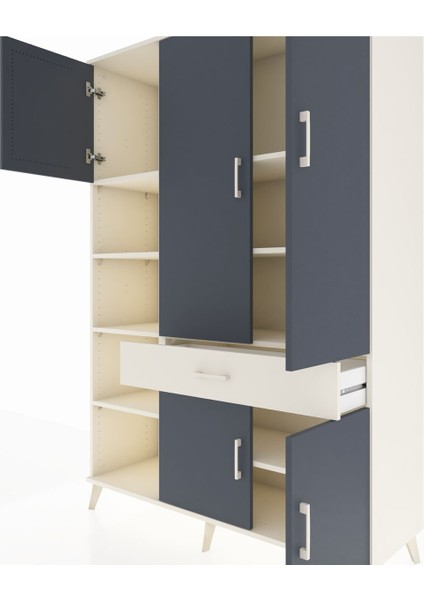 Hyperion Dolap 8 Raflı Tek Çekmeceli 5 Kapaklı 132X44X195 Aytaşı-Antrasit/aytaşı fırsatları