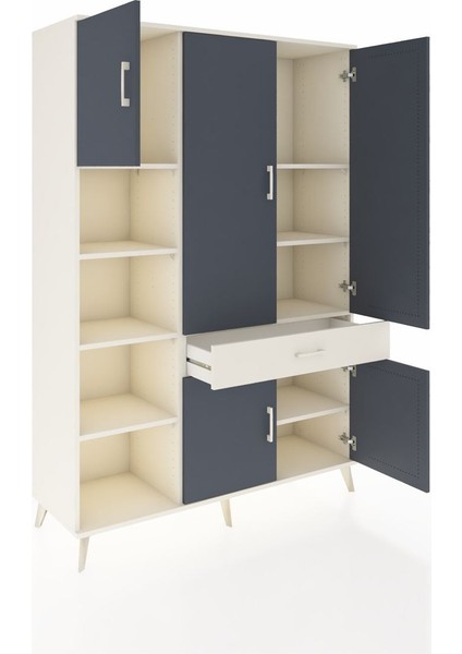 Hyperion Dolap 8 Raflı Tek Çekmeceli 5 Kapaklı 132X44X195 Aytaşı-Antrasit/aytaşı indirimleri
