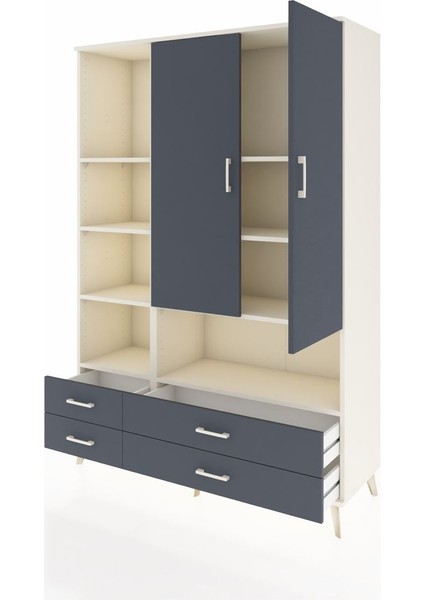 Hyperion Dolap 8 Raflı 4 Çekmeceli 2 Kapaklı 132X44X195 Aytaşı-Antrasit/antrasit modelleri