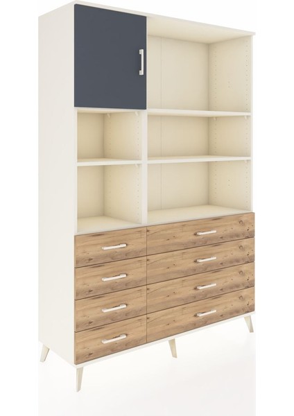 Hyperion Dolap 7 Raflı 8 Çekmeceli Tek Kapaklı 132X44X195 Aytaşı-Antrasit/çam fiyatları