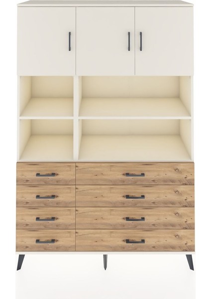 Hyperion Dolap 8 Raflı 8 Çekmeceli 3 Kapaklı 132X44X195 Aytaşı-Aytaşı/çam