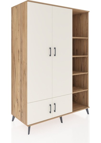 Kronos Dolap 6 Raflı 4 Kapaklı Tek Askılı 132X59X195 Çam-Aytaşı/çam fiyatları