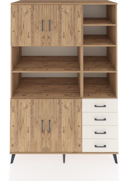 Kronos Dolap 9 Raflı 4 Çekmeceli 4 Kapaklı 132X59X195 Çam-Çam/aytaşı