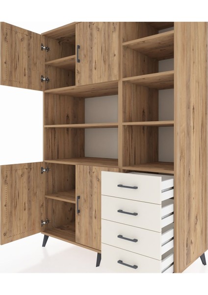 Kronos Dolap 9 Raflı 4 Çekmeceli 4 Kapaklı 132X59X195 Çam-Çam/aytaşı fırsatları