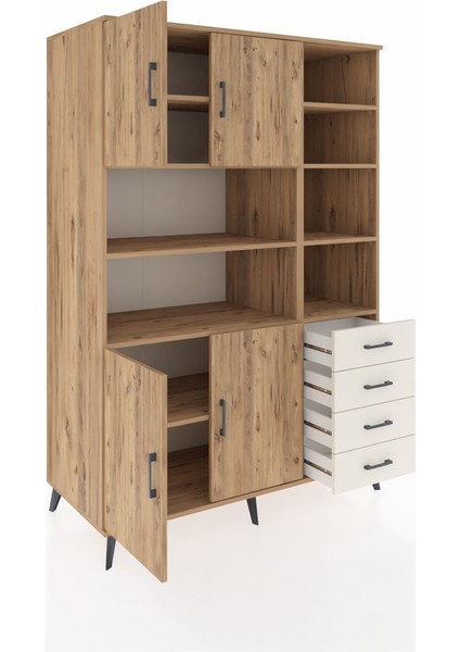 Kronos Dolap 9 Raflı 4 Çekmeceli 4 Kapaklı 132X59X195 Çam-Çam/aytaşı indirimleri