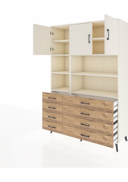 Hyperion Dolap 8 Raflı 8 Çekmeceli 3 Kapaklı 132X44X195 Aytaşı-Aytaşı/çam modelleri