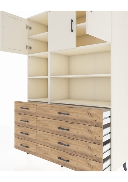 Hyperion Dolap 8 Raflı 8 Çekmeceli 3 Kapaklı 132X44X195 Aytaşı-Aytaşı/çam fırsatları