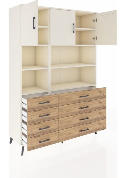 Hyperion Dolap 8 Raflı 8 Çekmeceli 3 Kapaklı 132X44X195 Aytaşı-Aytaşı/çam indirimleri